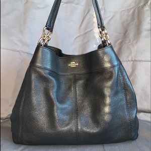 Coach Lexy Black Pebbled Leather